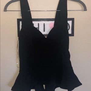 Black lace up peplum top